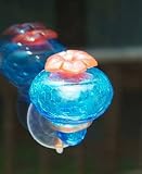 Outdoor Living : Aqua Blue Crackle Glass Window Mounted Hummingbird Feeder