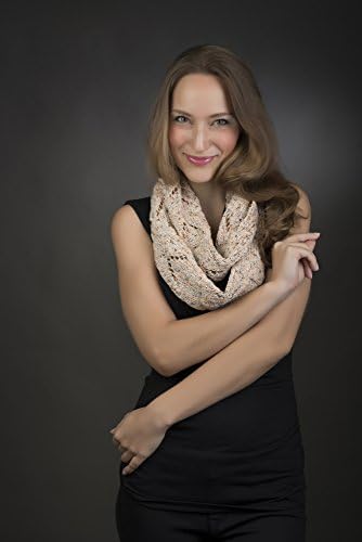 Orange White and Brown Scarf Infinity Style 100% Cotton by Elizabeth Koh