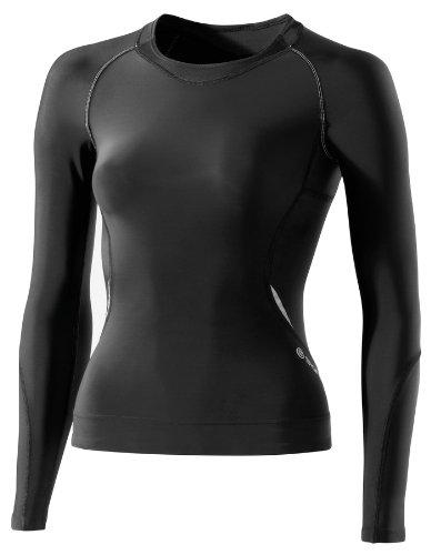 SKINS Women's A400 Long Sleeve Top , Black/Silver, MH