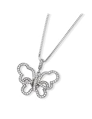 Brilliant Embers - 925 Sterling Silver Fancy CZ Butterfly Necklace 18"