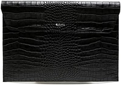 Pinetti Men's Real Leather Crocodile Pattern Velcro Flap Clutch One Size Black