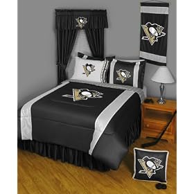 PITTSBURGH PENGUINS 7pc FULL BEDDING SET Boys Comforter Sheets 2-Shams NHL Hockey **IN STOCK**