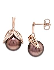 Chocolate Tahitian Pearl Earrings in 14K Rose Gold (9-10mm)