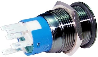 (Super Green Store) 1*12v 19mm Black Push Button Switch Red Led Dot Illuminated Momentary Metal Flat