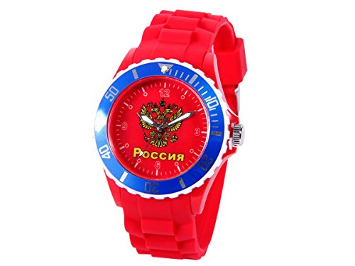 Alsino Armbanduhr EM WM Länder Silikon Uhr Silikon Damen Herren Silikon Uhren Herrenuhr Damenuhr, Farbe wählen:UR-RUS Russland