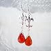 Sterling Silver "fleur-de-lis" Red Crystal Drop Earrings