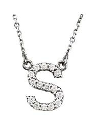 Letter S Diamond Initial Necklace in 14k White Gold