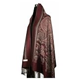 Large 4-Ply Jacquard Floral Cashmere Pashmina Shawl Wrap, One size