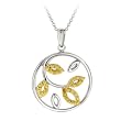 Sterling SilverYellow-Diamond Leaf Pendant Necklace