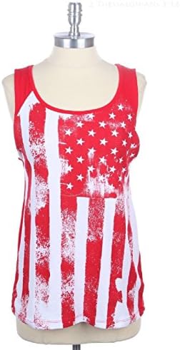 Stars And Stripes Front Vintage Print Muslce Tank Top Sleeveless Cotton S M L