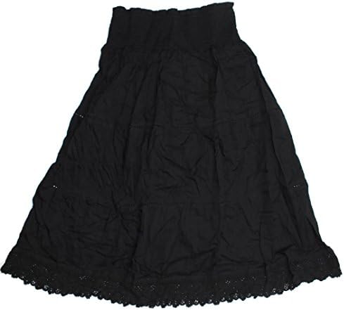 Chaudry KC Women's 2 in 1 Mid-Calf Black Peasant Skirt (Small)