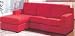 Sectional Sofa & Chaise with Wooden Legs Red Microfiber