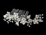 Silver Rhinestone & Pearl Bridal Hair Comb