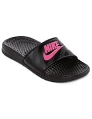 Shoes: Nike Womens Benassi JDI Slide Black/Vivid Pink-Black Sandal 8 B - Medium - Nike