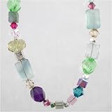 Aquamarine, Tourmaline, Topaz and Swarovski Crystal Beaded Necklace, 16 in. long, #8975