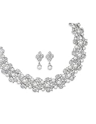 White Imitation Pearl Fashion Choker and Earring Set