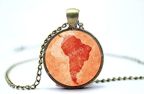 Pretty Lee 2015 Fashion South America Antique Map Jewelry Glass Cabochon Necklace Christmas gift