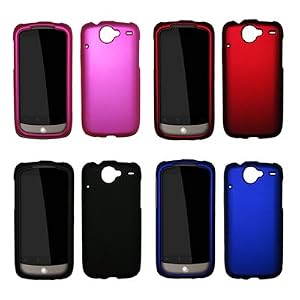 Premium Rubberized Cell Phone Hard Cover Case for HTC Google Nexus One (Choose From 5 Colors; Black, Blue, Hot Pink, Purple, Red)