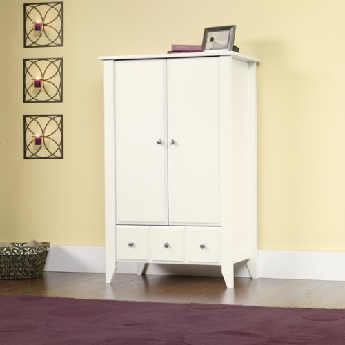 Storage Armoire Closet - Soft White Finish