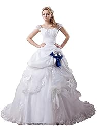 Cap Sleeves Backless Beaded  Square Neck Silk/Tulle Evening Dress  with a Chapel Train  With a Bow(s)