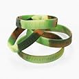 Lot of 12 Green Camouflage Army Rubber Bracelets
