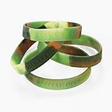 Lot of 12 Green Camouflage Army Rubber Bracelets