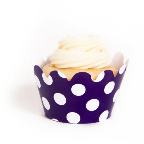 Dress My Cupcake Mini Royal Purple Polka Dot Cupcake Wrappers, Set of 18