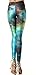DQdq Women's Digital Printing Leggings Stretchy Tights Green Galaxy