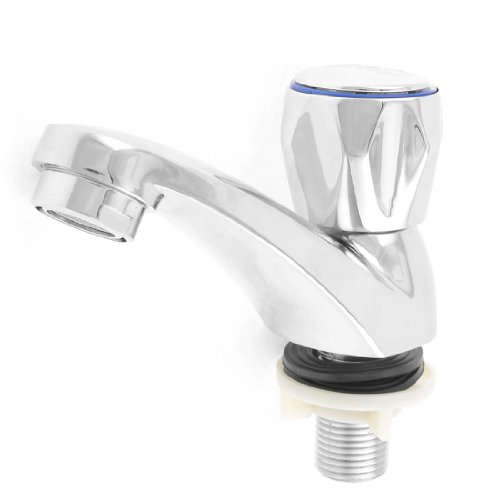 Bathroom 14 Turn Swivel Knob Single Hole Wash Basin Faucet Tap Silver