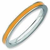 Sterling Silver Stackable Expressions Orange Enameled 2.25mm Ring