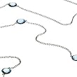 14K White Gold Swiss Blue Topaz Station Necklace - 40"