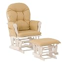 StorkCraftHoopGliderandOttoman,White/Khaki