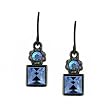 Square Drop Jet and Sapphire Tone Earrings