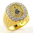 Masonic Ring - Black Background - CZ Crystal - Sizes 8-13