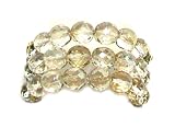 Creations Georgianni 14K Antique Gold Plated Elegant Stretch Bracelet with Faceted Beads, Large Champagne and White Opal Marquise and Round Swarovski Crystals