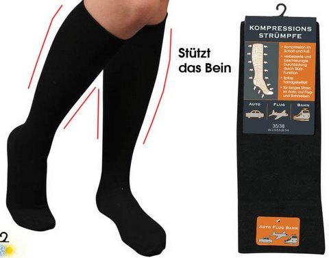 Produkt-Bild: 2 PAAR Kompressionsstr&uuml;mpfe schwarz. Tolle Qualit&auml;t, Spitze handgekettelt in 3 Gr&ouml;&szlig;en erh&auml;ltlich
