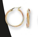 14K Tri-Color Gold Earrings - 0.75