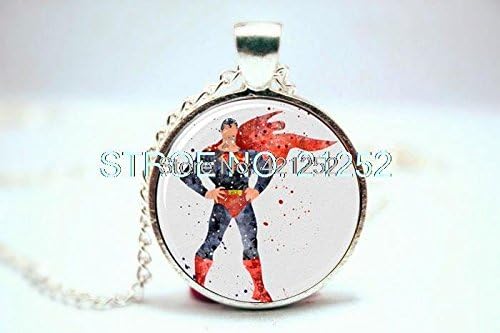 Pretty Lee 2015 Fashion Superhero Superman Art Print Necklace Glass Photo Cabochon Necklace Christmas gift