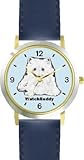 IMAGE OF West Highland White Terrier (SC) Dog - WATCHBUDDY® DESIGNER DELUXE TWO-TONE THEME WATCH - Arabic Numbers-AQUA MARINE STYLE - Pale Blue Dial with Blue Leather Strap-Women's Size-Small