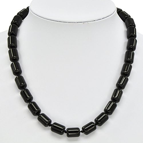 Semi-precious Natural Stone Cylinder Shaped Beads Fashion Onyx Black Agate Necklace Strand 20"