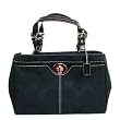 Coach Hamptons Black Signature Medium Carryall Satchel Handbag 14415