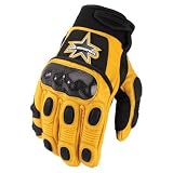 ICON MERC SHORT MOTORCYCLE GLOVES CARBON FIBER- YELLOW - LARGE - NEW