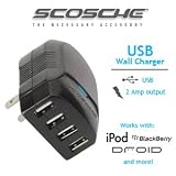 Scosche reVIVE Quad 4-Port USB Home Charger for iPhone/iPod/Blackberry/MP3 Players (Black)