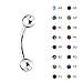 Steel Double Cz Gem Eyebrow Ring Curved Barbell 16,14 Gauge