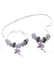Fairy Charm Bracelet and Necklace Gift Set Girls Pandora Style Gift Boxed