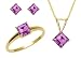Jewelry : 10k Yellow Gold, February Birthstone, Amethyst Ring, Pendant and Earring Set, Ring Size 7