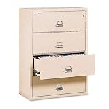 ~:~ FIRE KING INTERNATIONAL ~:~ Insulated 4-Drawer Lateral File, 31-1/8w x22-1/8d, Ltr/Lgl, Parchment