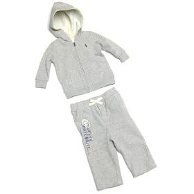 Ralph Lauren Baby Jogging Suit in Grey, Navy Pony