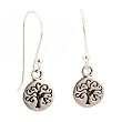 Tiny Round Family Tree of Life Dangle Earrings in Sterling Silver, #7433