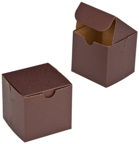 Dress My Cupcake Square Cupcake Box with Lid and Single Jumbo Holder, Chocolate Brown, Set of 100
